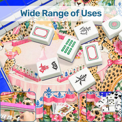 Grandmillenial Chic Leopard Ladies Chinoiserie Mahjong Mat