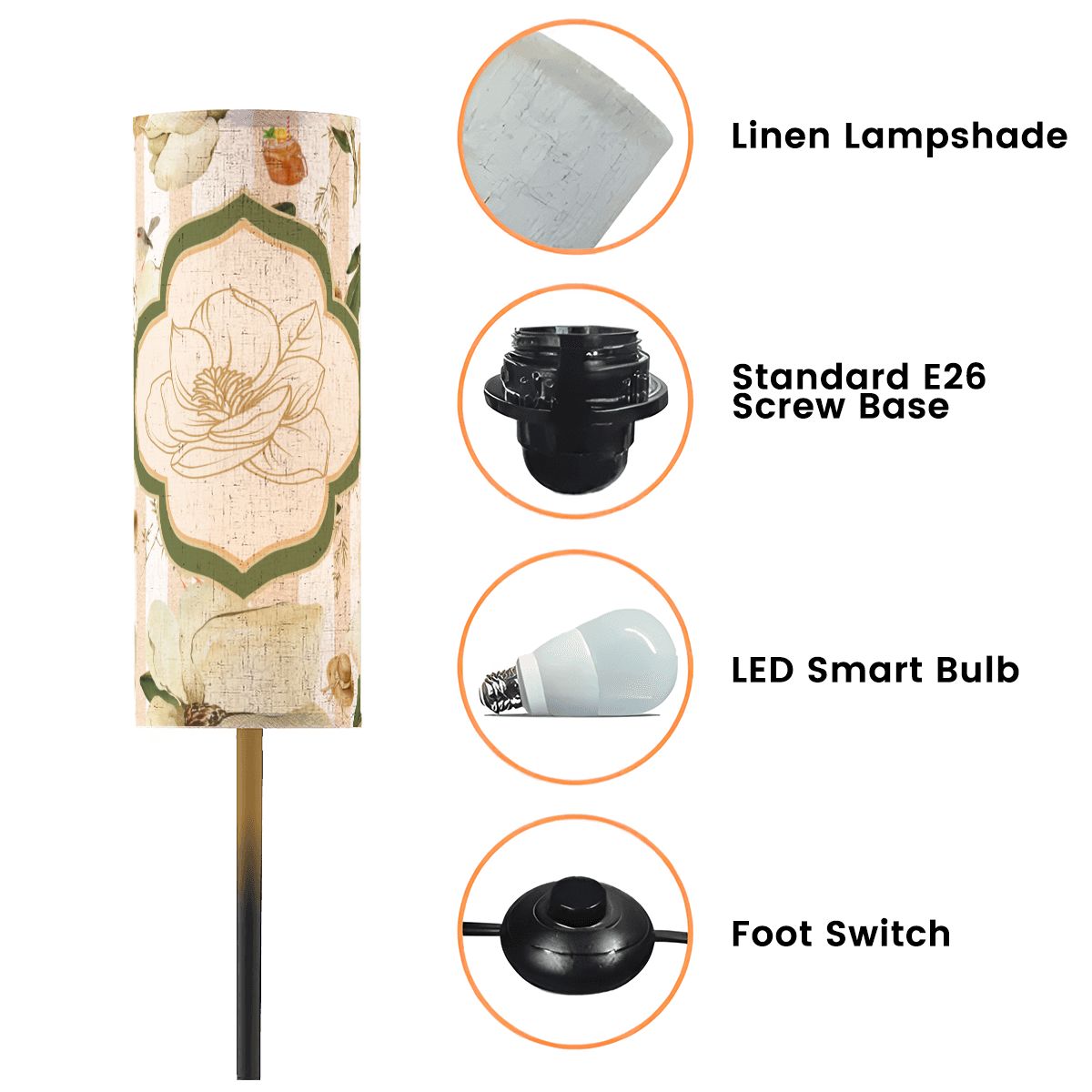 Southern Magnolias And Sweet Tea Book Nook Modern Floor Lamp - Splash of Color Co.