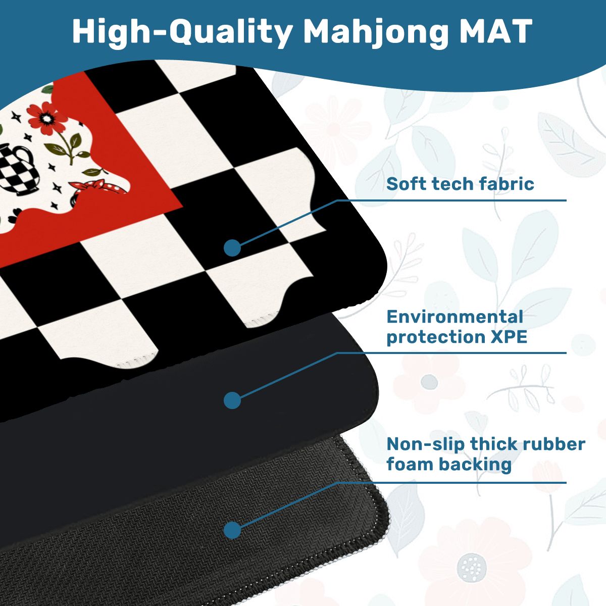Mackenzies Garden Black Green Red Mahjong Mat - Splash of Color Co.