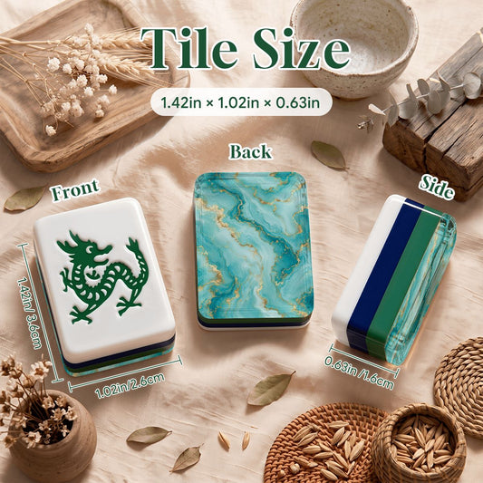 Aquamarine 4Layer American Mahjong Tiles  Blue  Green With Carry Case