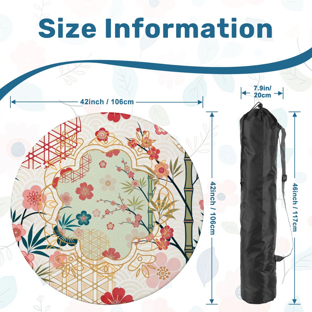 Asian Cherry Blossom Round Mahjong Mat - Splash Of Mahj And Color Co.