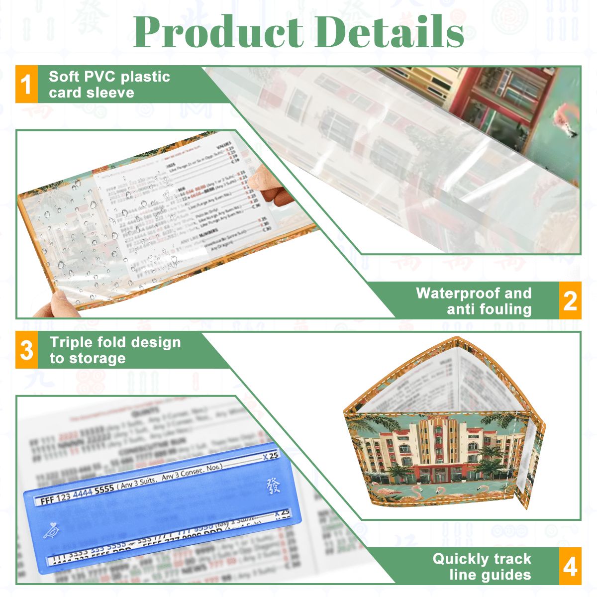 Old World Florida, Art Deco Flamingo Row 4 Mahjong Card Holder with Line Finder - Splash of Color Co.