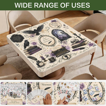 Poe Gothic Halloween Stitched-Edge Mahjong Table Mat 33" x 33"
