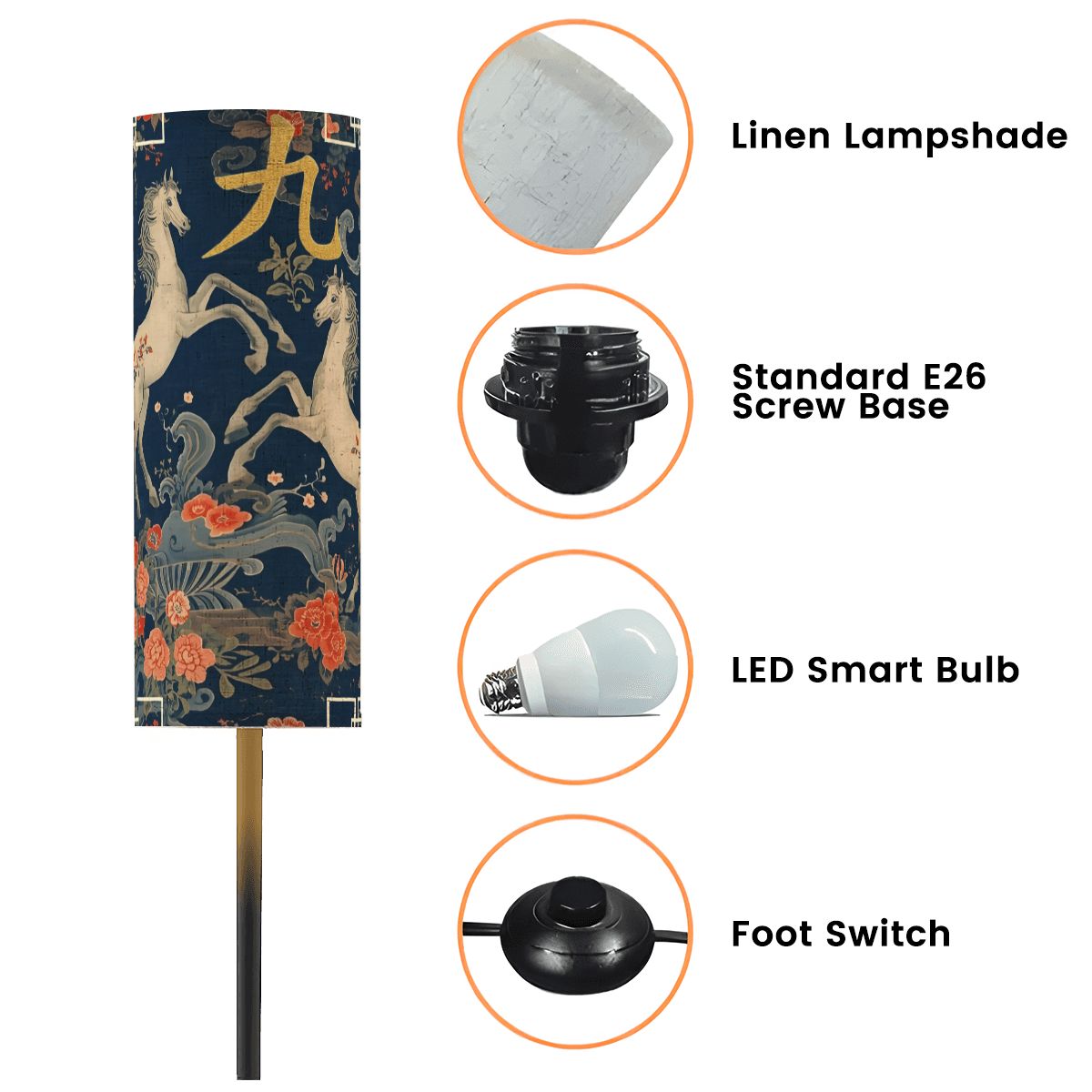 Year Of The Firehorse Modern Floor Lamp - Splash of Color Co.