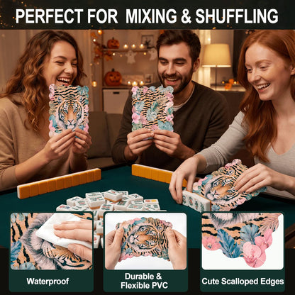 Welcome To The Jungle Boho Designed Scalloped Mahjong Shuffler Cards  Set of 4