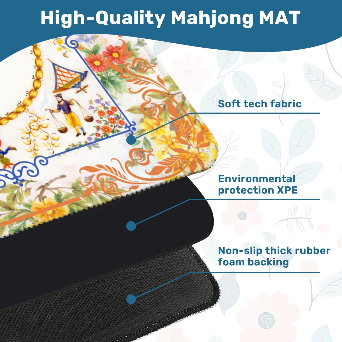 The Cirque Chinois Floral Mahjong Mat - Splash Of Mahj And Color Co.
