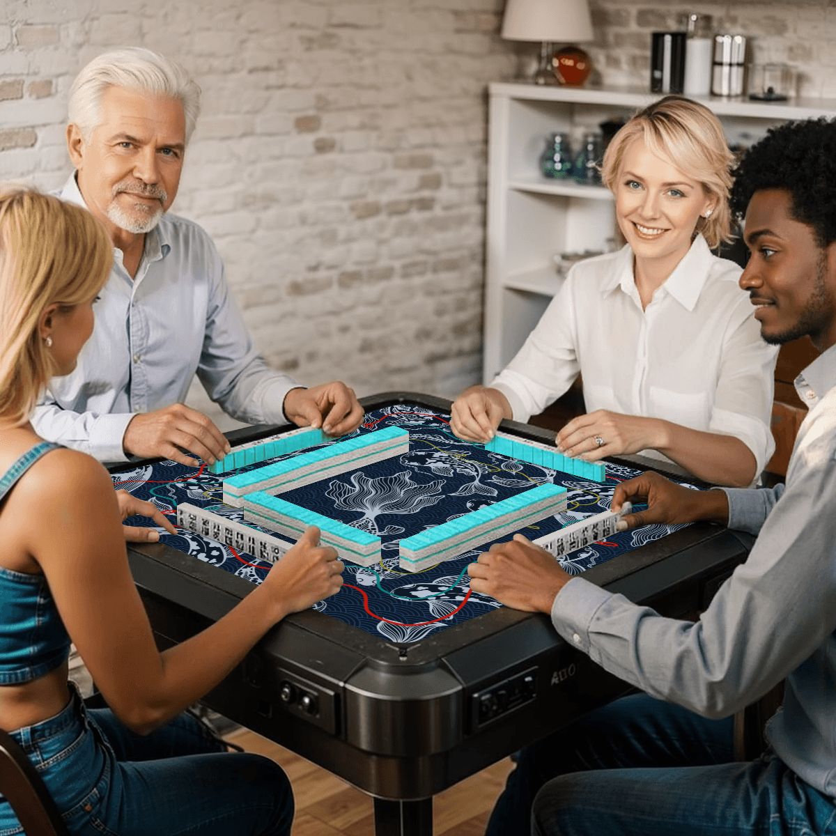 Koi Fish Calling Nautical Mahjong Mat - Splash of Color Co.