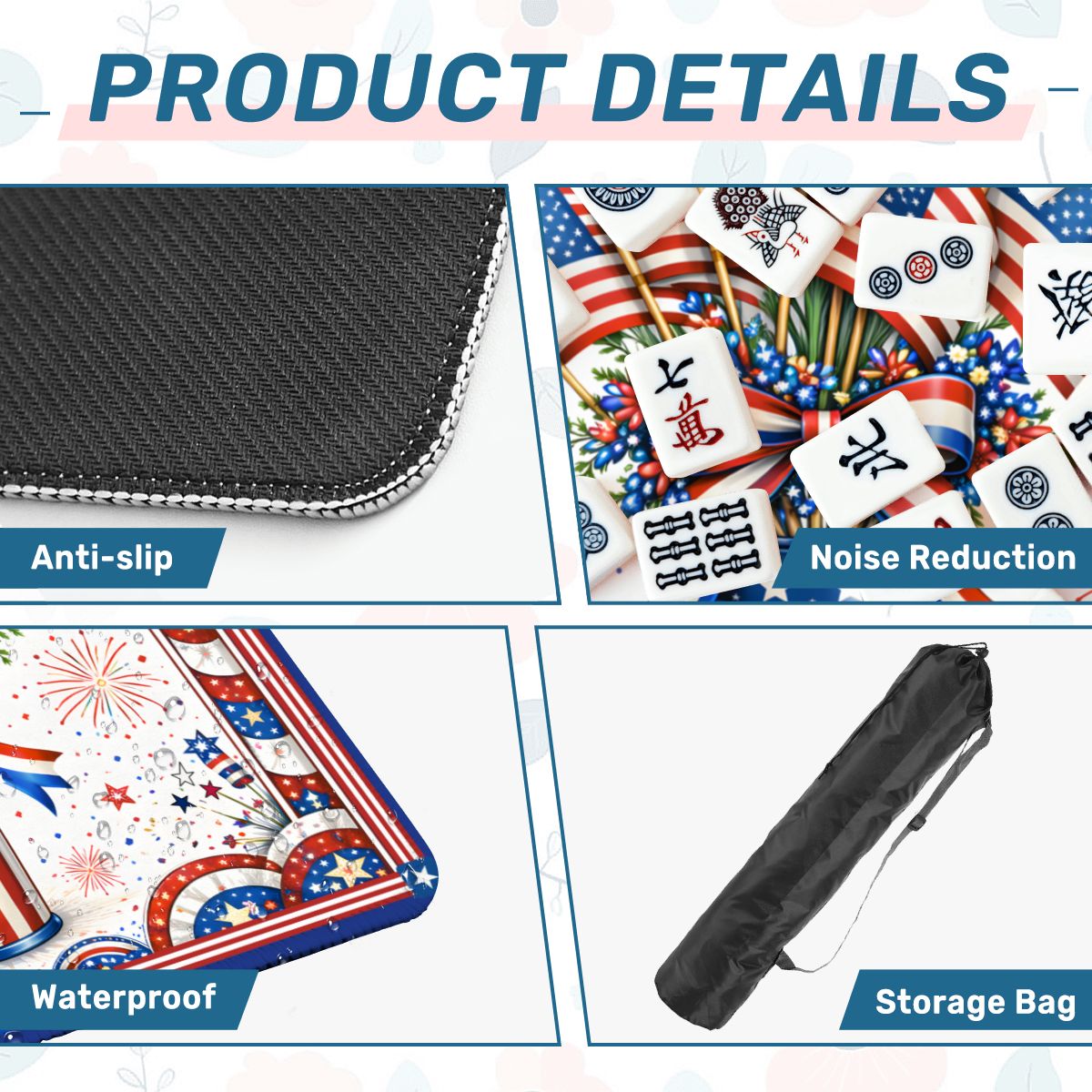 American Pie USA Patriotic Mahjong Mat - Splash of Color Co.