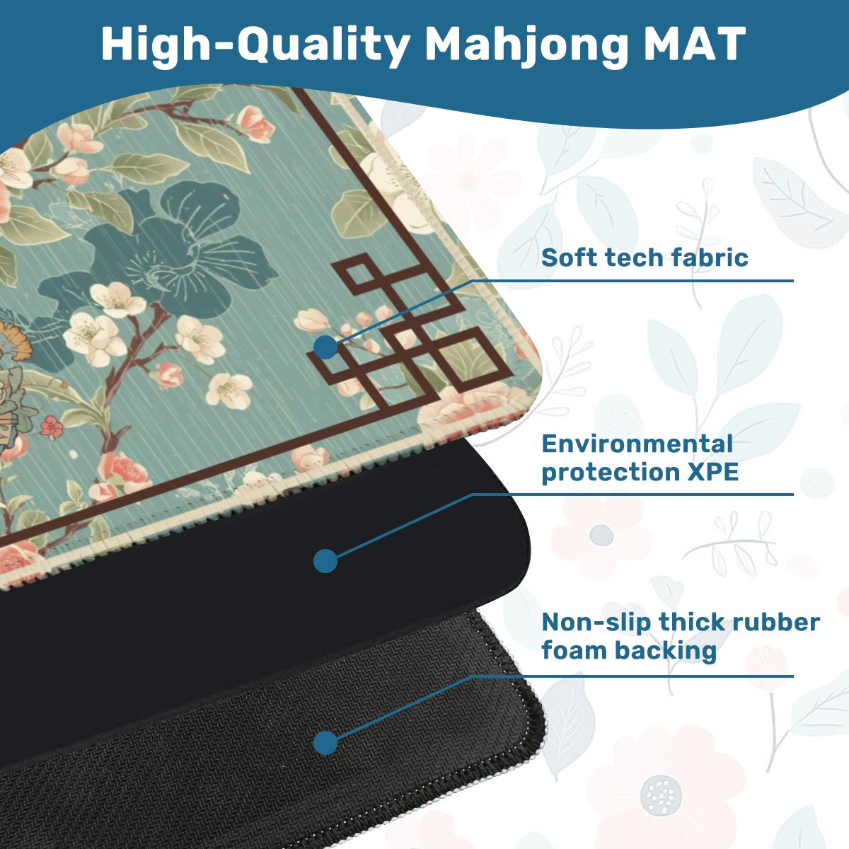 April Showers Asian Cherry Blossoms Vintage Inspired Mahjong Mat - Splash of Color Co.