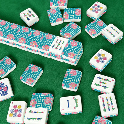 Greek Key Tropical Hibiscus American Mahjong Chinoiserie Pastel Tiles