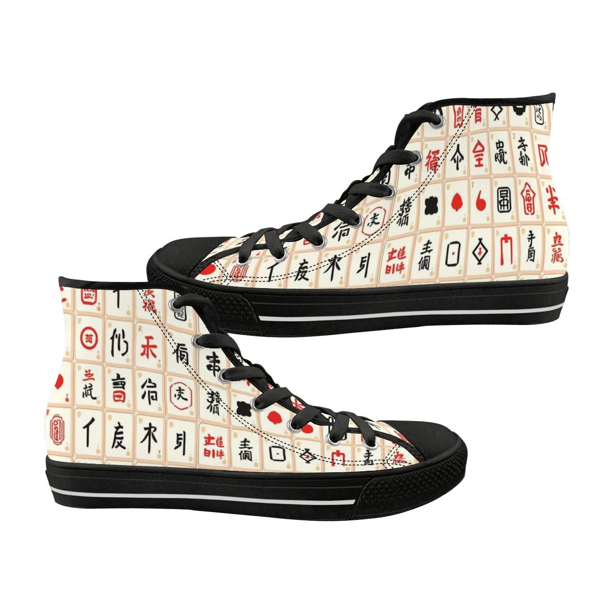 Mahjong Designed Hip Men's High Top Canvas Sneakers - Splash of Color Co.