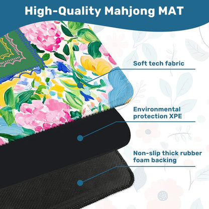 Sunny Citrus Chinoiserie Watercolor Blooms Mahjong Mat