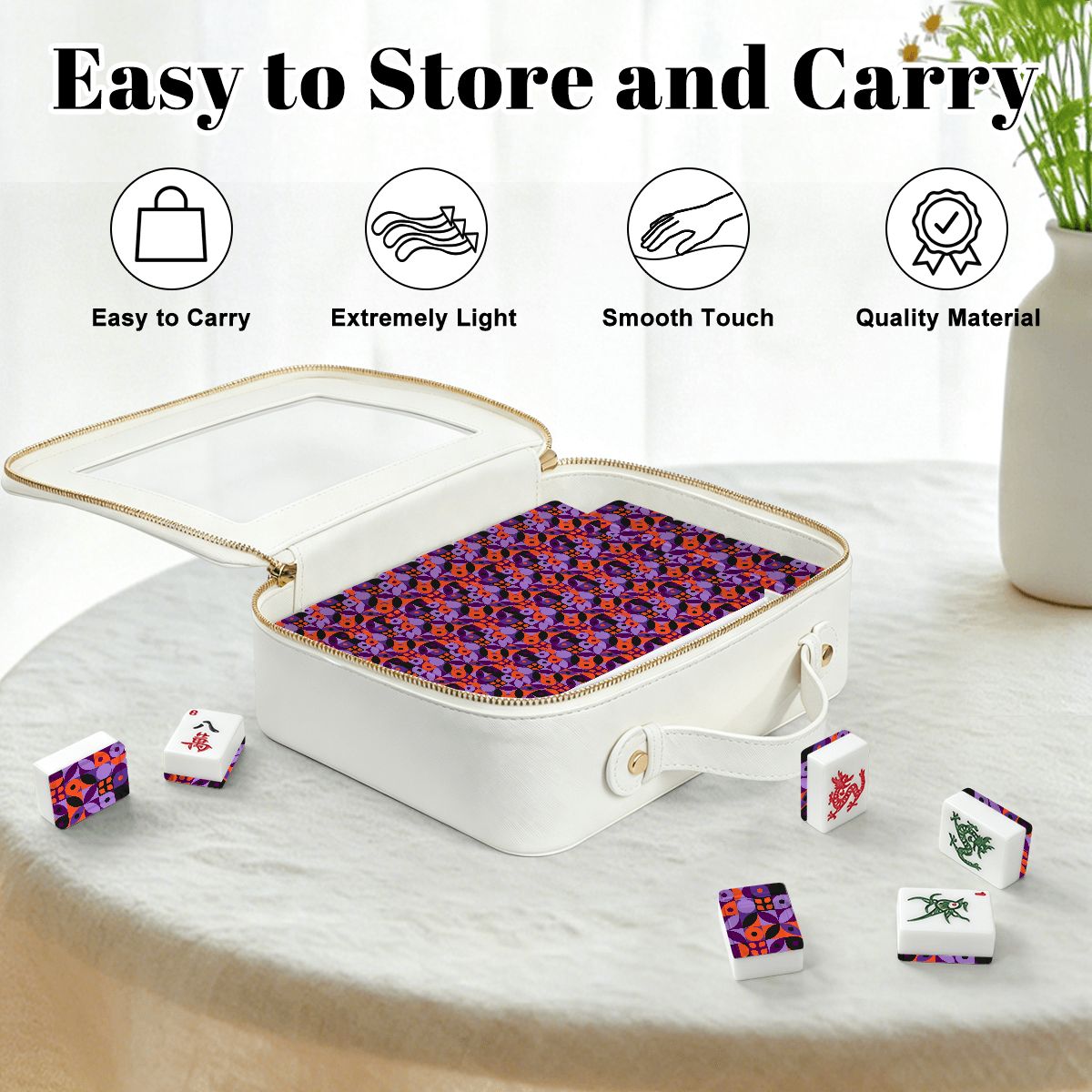 Mod Mash Up Purple, Orange Black Geometric American Mahjong Tiles And Carry Case - Splash Of Mahj And Color Co.