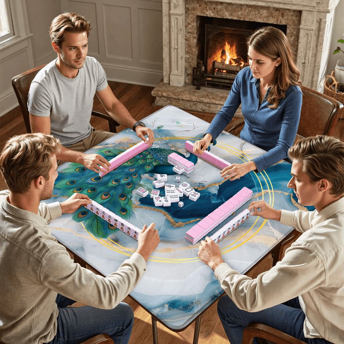 Peacock Blue Lagoon Mahjong Mat - Splash of Color Co.