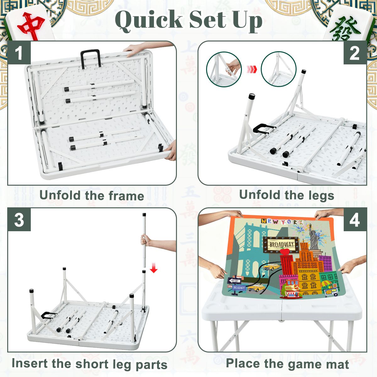 New York City Vibes Mini Mahj Mat And Foldable Mahjong Table - Splash of Color Co.