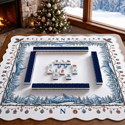 Winter Blues Alpine Slopes ENGRAVED Christmas Mahjong Tiles And Carry Case - Splash Of Mahj And Color Co.