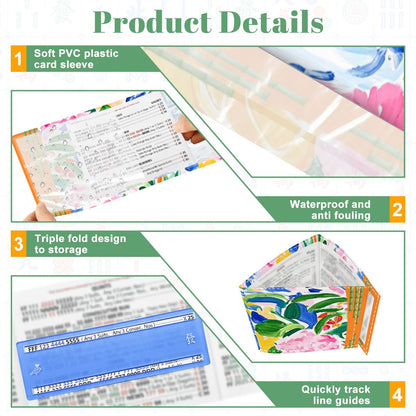 4 Mahjong Card Holder with Line Finder Chinoiserie Floral Blue Orange Design - Splash of Color Co.