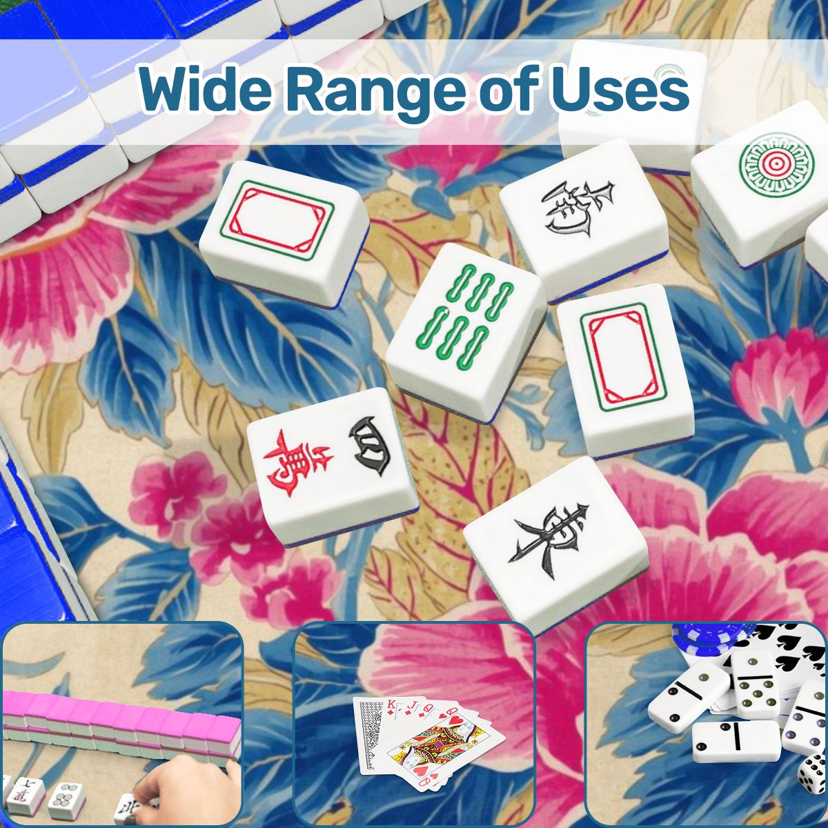 The Secret Garden Floral Pink, Blue Mahjong Mat - Splash of Color Co.