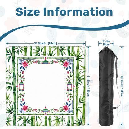 Chinoiserie Watercolor Bamboo And Pagodas Mahjong Mat