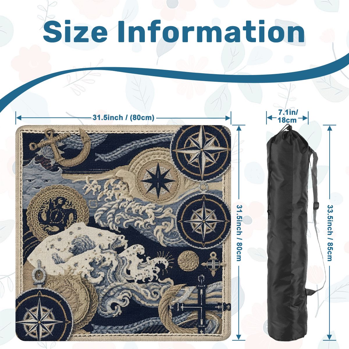 Where The Wind Blows, Faux Needlepoint Nautical Mahjong Mat - Splash of Color Co.