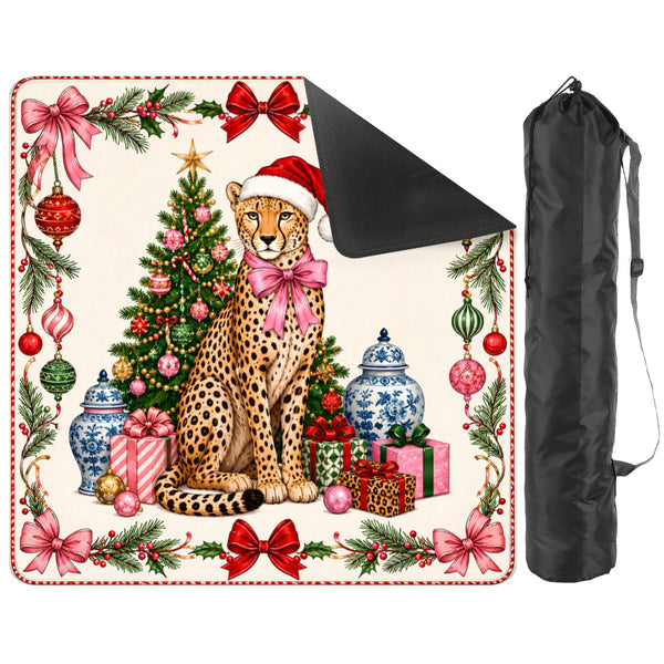 Leopard Luxe Holiday Collection Mahjong Christmas Mat - Splash Of Mahj And Color Co.