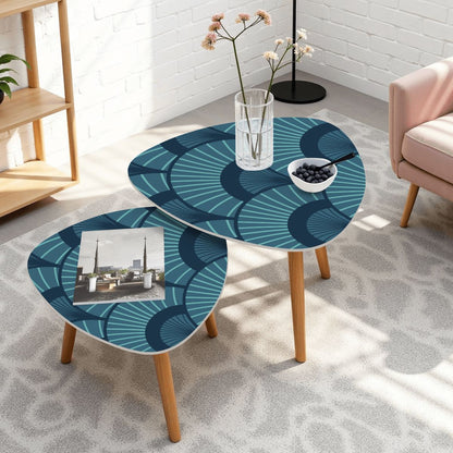 Art Deco Royal Blue Modern NestingTriangle Coffee Table Set - Splash of Color Co.