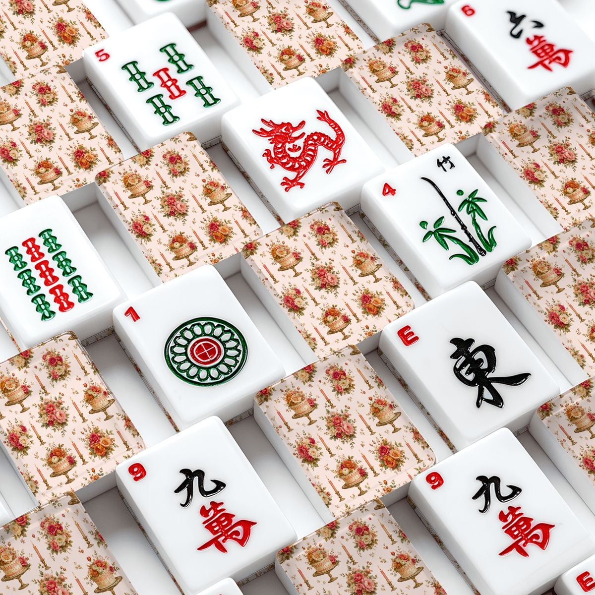 Victorian Birthday Cake And Candles American Mahjong Tiles And Carry Case