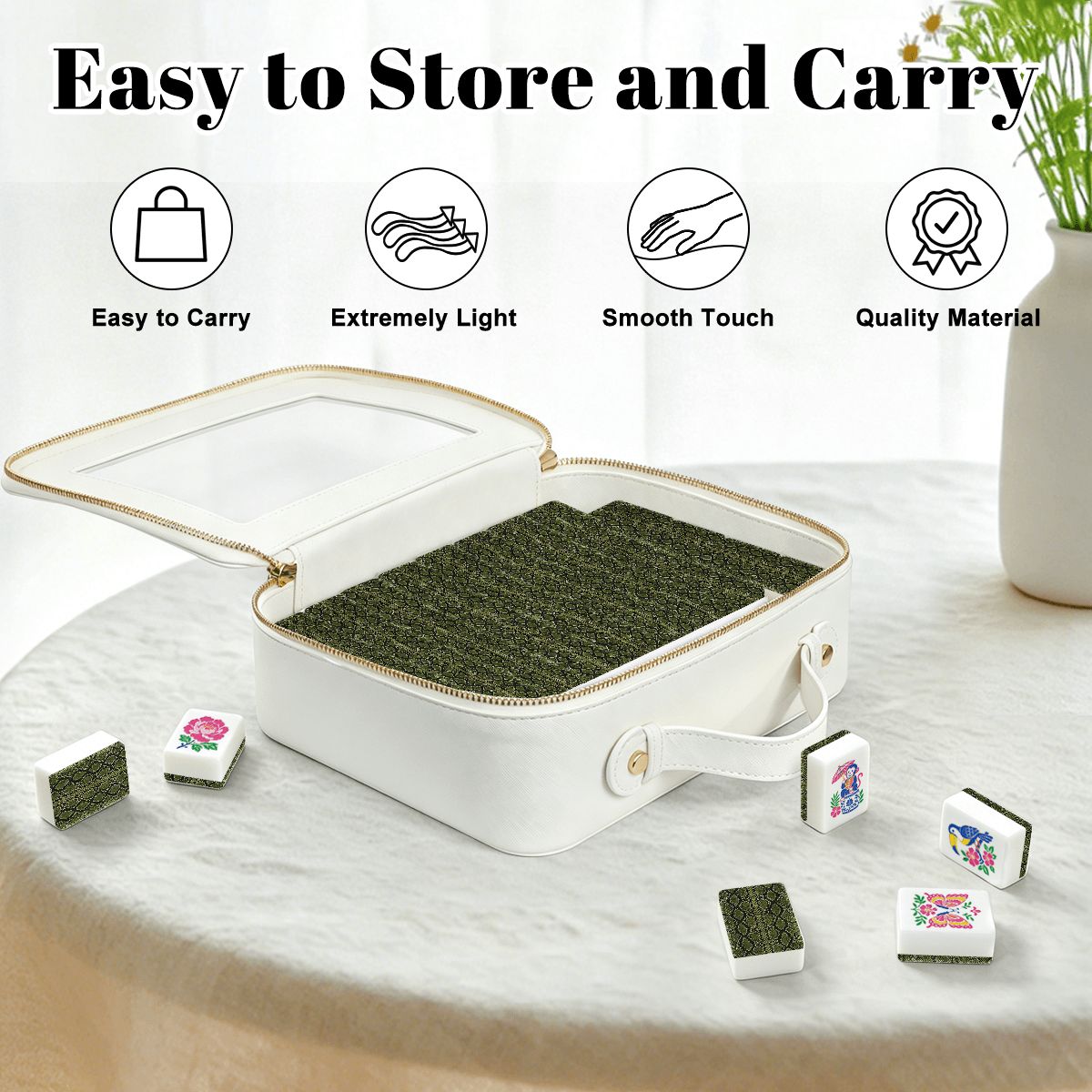 Snake Skin Green Chinoiserie American Mahjong Tiles And Carry Case