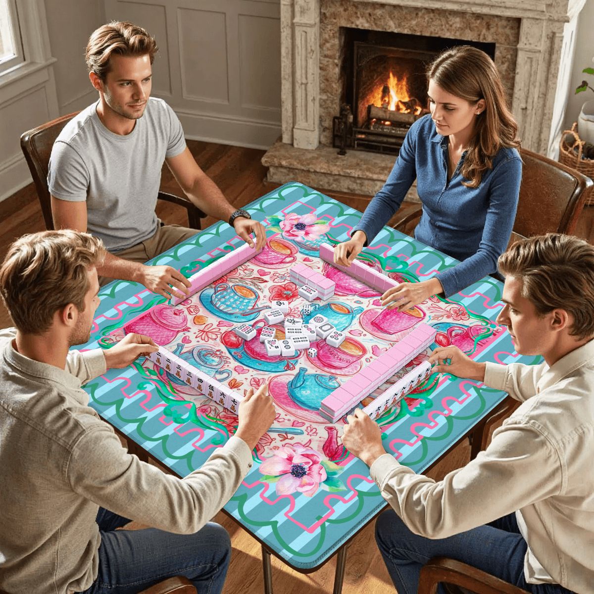 Tea Time Pastel Parlor Mahjong Mat - Splash of Color Co.
