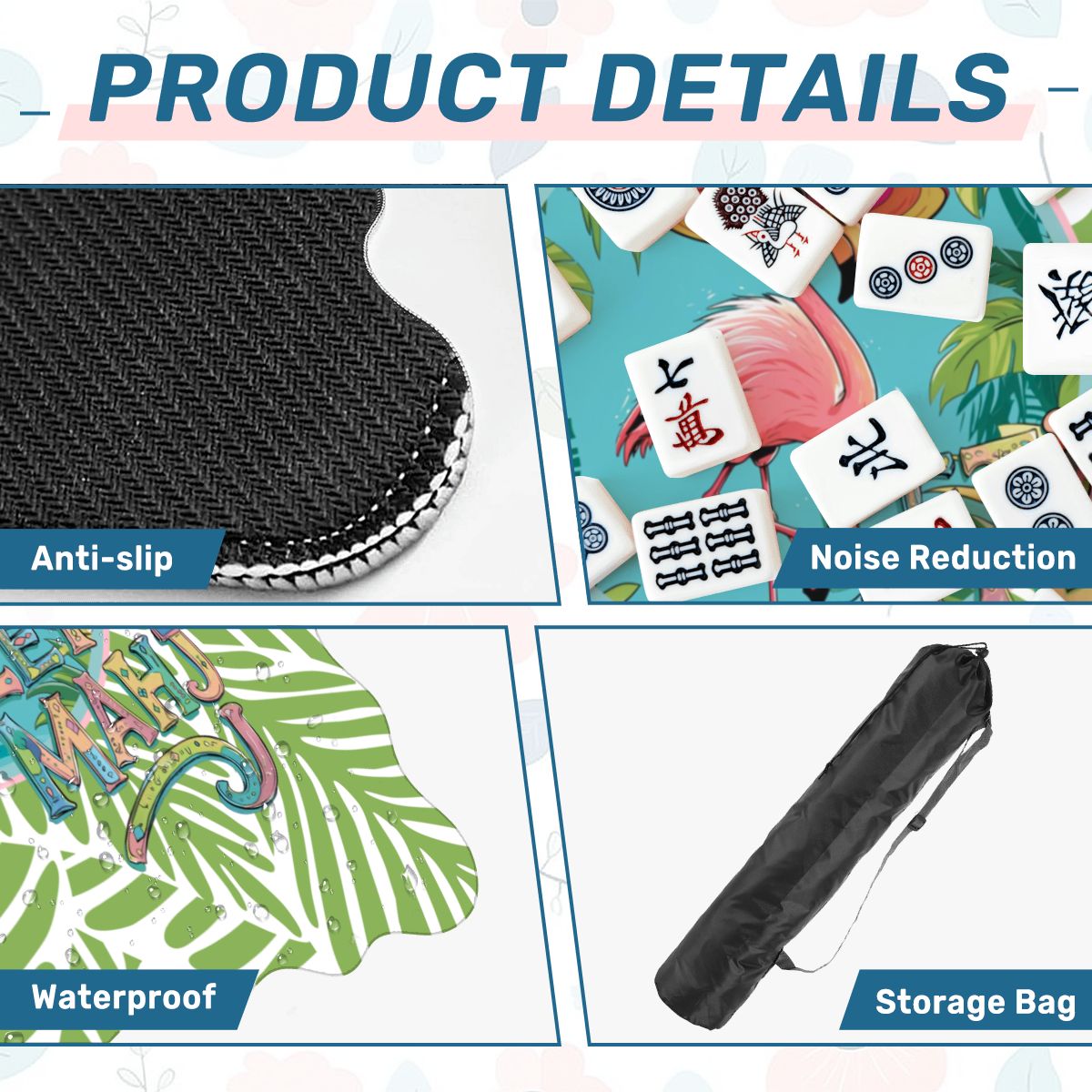 Tropical Flamingo Green And Pink Scalloped Mahjong Mat - Splash of Color Co.