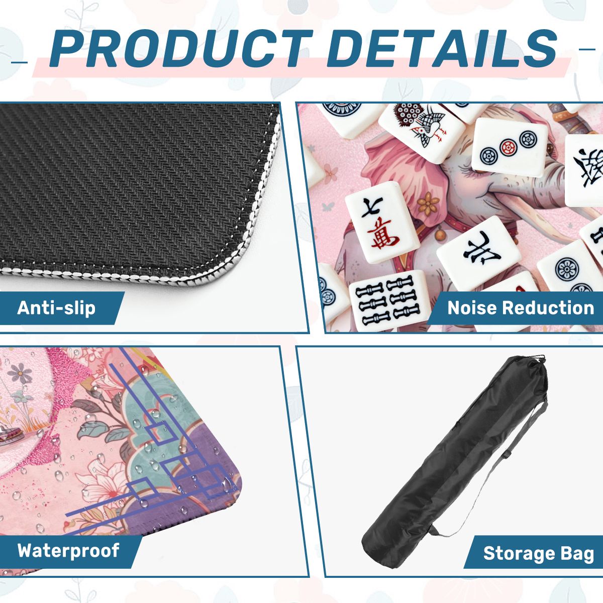 Tilley Tusk Magical Asian Garden Elephant Mahjong Mat - Splash of Color Co.