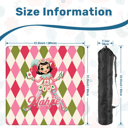 Mahjie The Mascot Harlequin Designed Whimsical Mahjong Mat