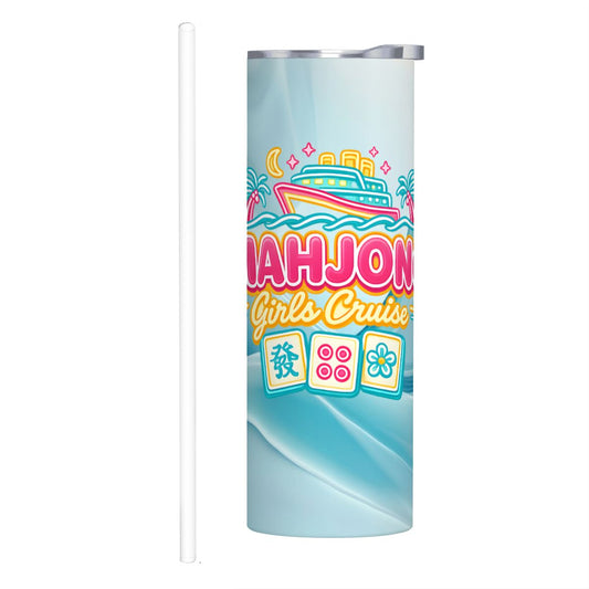 Mahjong Girls Cruise, 20oz Straight Stainless Steel Tumbler with Straw - Splash of Color Co.