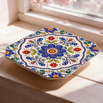 Pottery Porcelain Scalloped Ceramic Mahjong Dice Tray