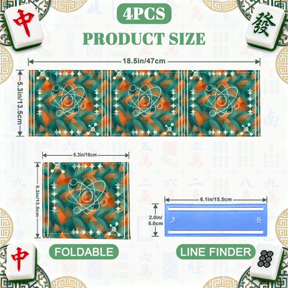 Super Sonic Atom Modern Orange Teal 4 Mahjong Card Holder with Line Finder - Splash of Color Co.