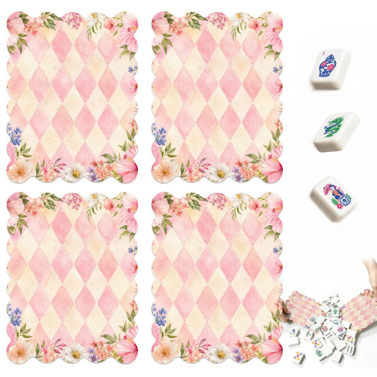 Pink Harlequin Romance Scalloped Mahjong Shuffler Cards Set of 4 - Splash Of Mahj And Color Co.