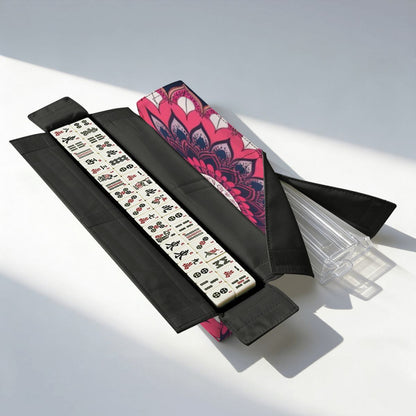 Boho Mandala, Pink, Purple Mahjong Rack And Tile Bag Set - Splash of Color Co.