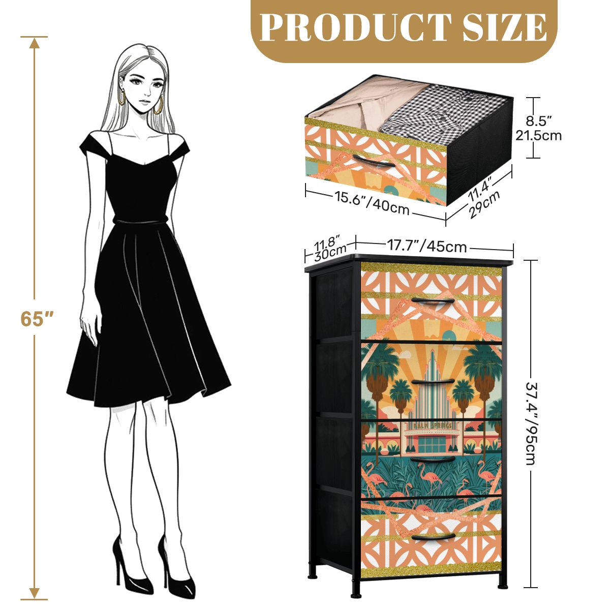 Art Deco Palm Springs California 4 - Drawer Dresser - Splash of Color Co.