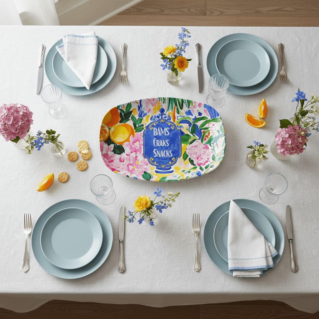 Mahjong Bams Craks Snacks Party Appetizer Platter - Splash of Color Co.