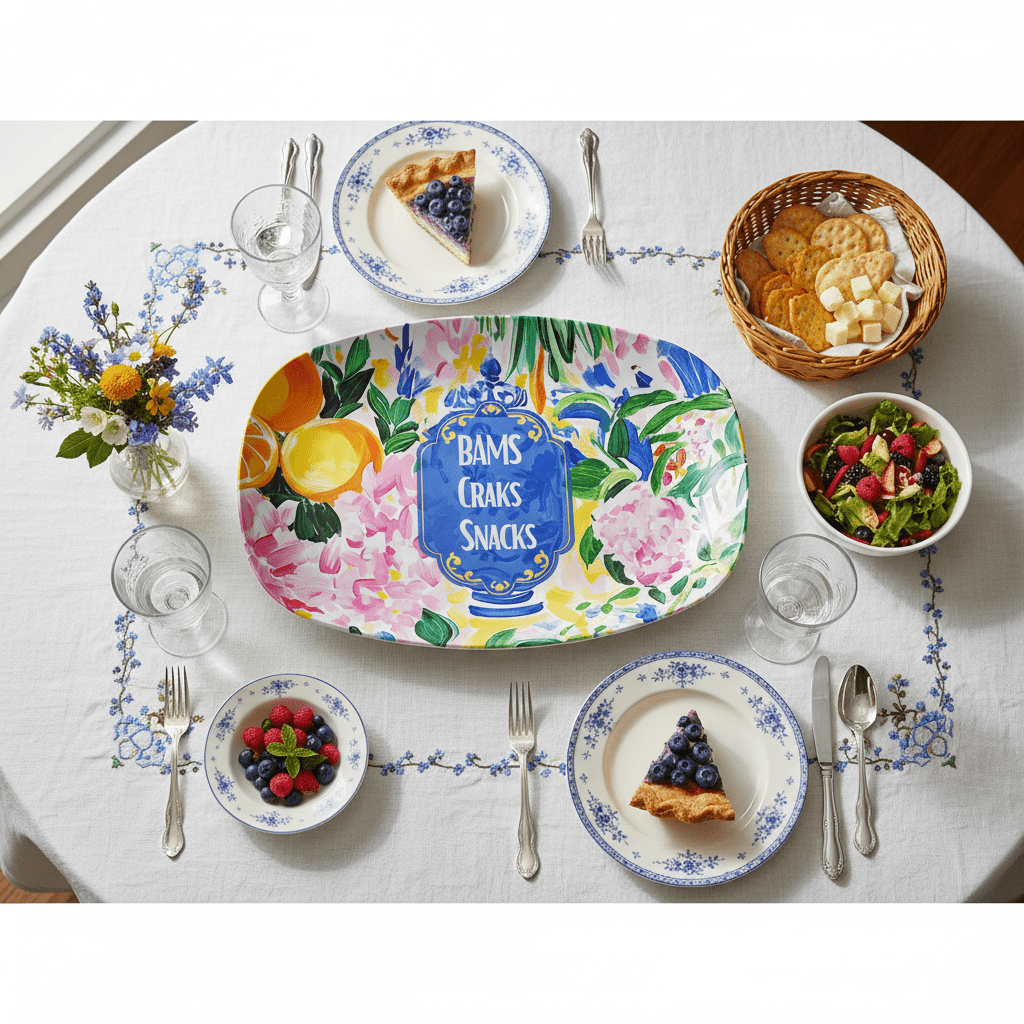 Mahjong Bams Craks Snacks Party Appetizer Platter - Splash of Color Co.