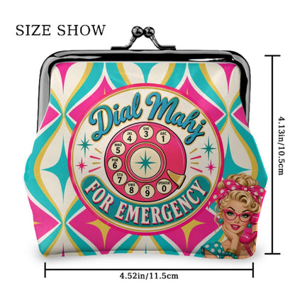 Funny Nostalgic Dial Mahj For Emergency Women's Leather Kiss Lock Coin Purse