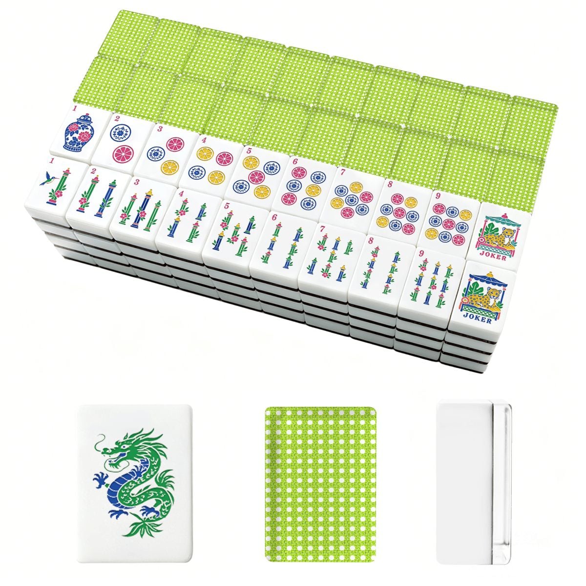 Cane & Cello Chinoiserie Engraved Mahjong Tiles With Carry Case