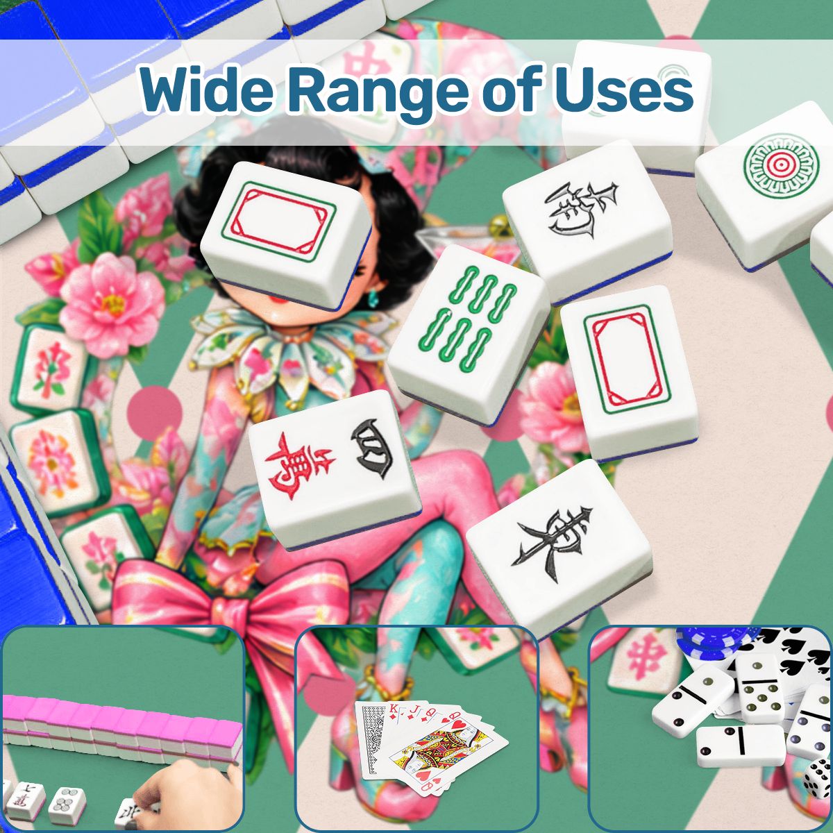 Mahjie The Mascot Harlequin Designed Round Mahjong Mat - Splash Of Mahj And Color Co.