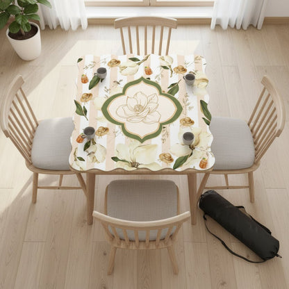 Magnolias And Sweet Tea Scalloped Mahjong Mat - Splash of Color Co.