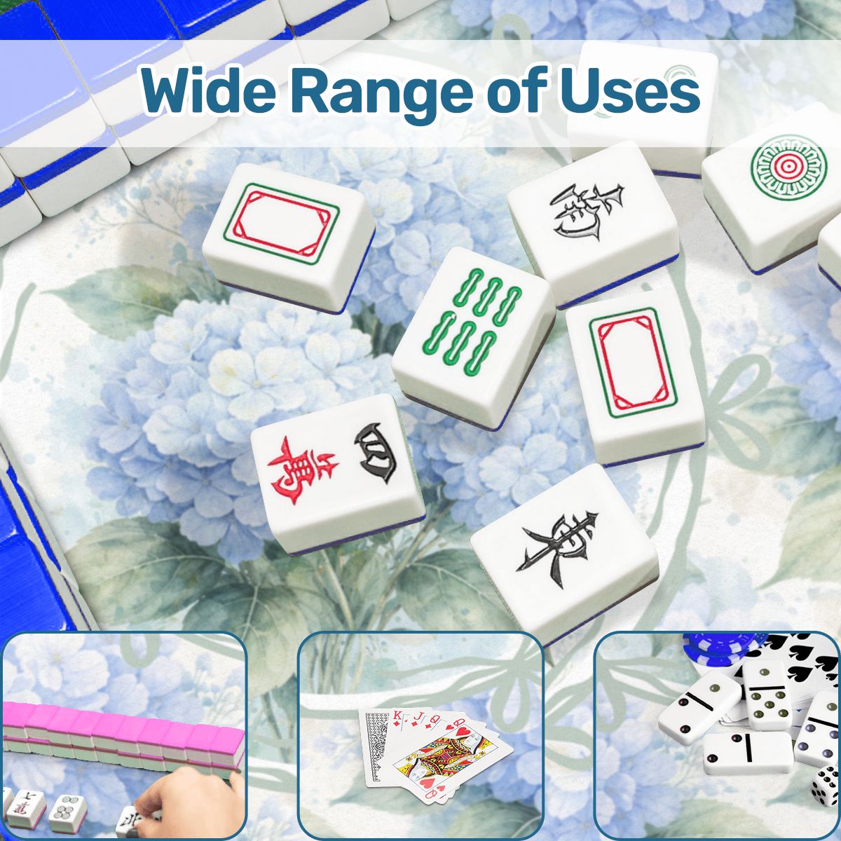 Baby Blue Floral Hydrangea Mahjong Mat - Splash of Color Co.
