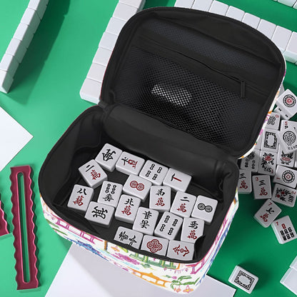 Portable Mahjong Bag Tile Bag, Watercolor Chinoiserie Asian Pagodas - Splash of Color Co.