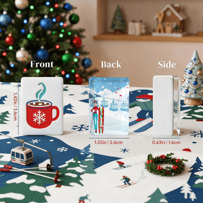 Cozy Winter Alpine Slopes ENGRAVED Christmas Mahjong Tiles And Carry Case - Splash Of Mahj And Color Co.