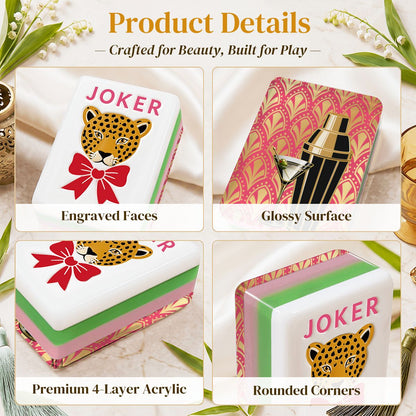 Art Deco Martini And Shaker Holiday 4 Layer Glam Holiday American Mahjong Tiles And Carry Case - Splash Of Mahj And Color Co.