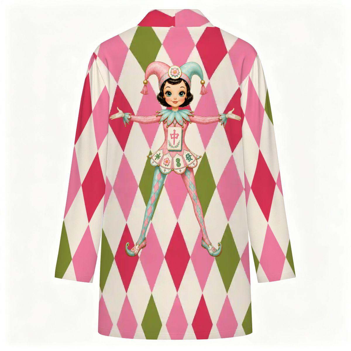 Harlequin Mahjong Joker Women's Lightweight Open Front Cardigan - Splash Of Mahj And Color Co.