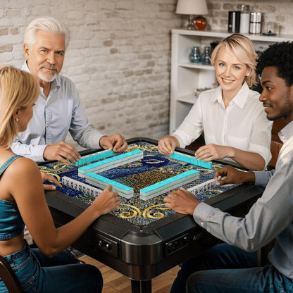 Floral Elegant Peacock Faux Needlepoint Mahjong Mat - Splash of Color Co.